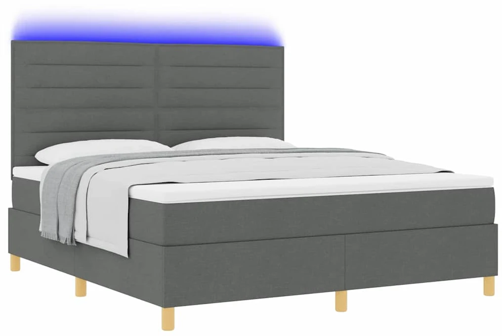 LED Čiužinio Lova Tamsiai pilka 180 x 200 cm audinys