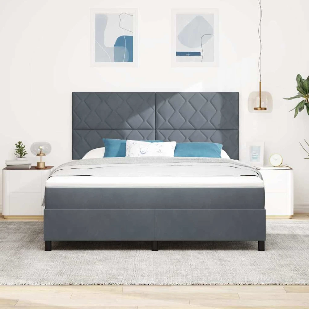 LED Čiužinio Lova Tamsiai pilka 180 x 200 cm Aksomas