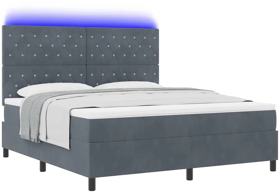 LED Čiužinio Lova Tamsiai pilka 180 x 200 cm Aksomas