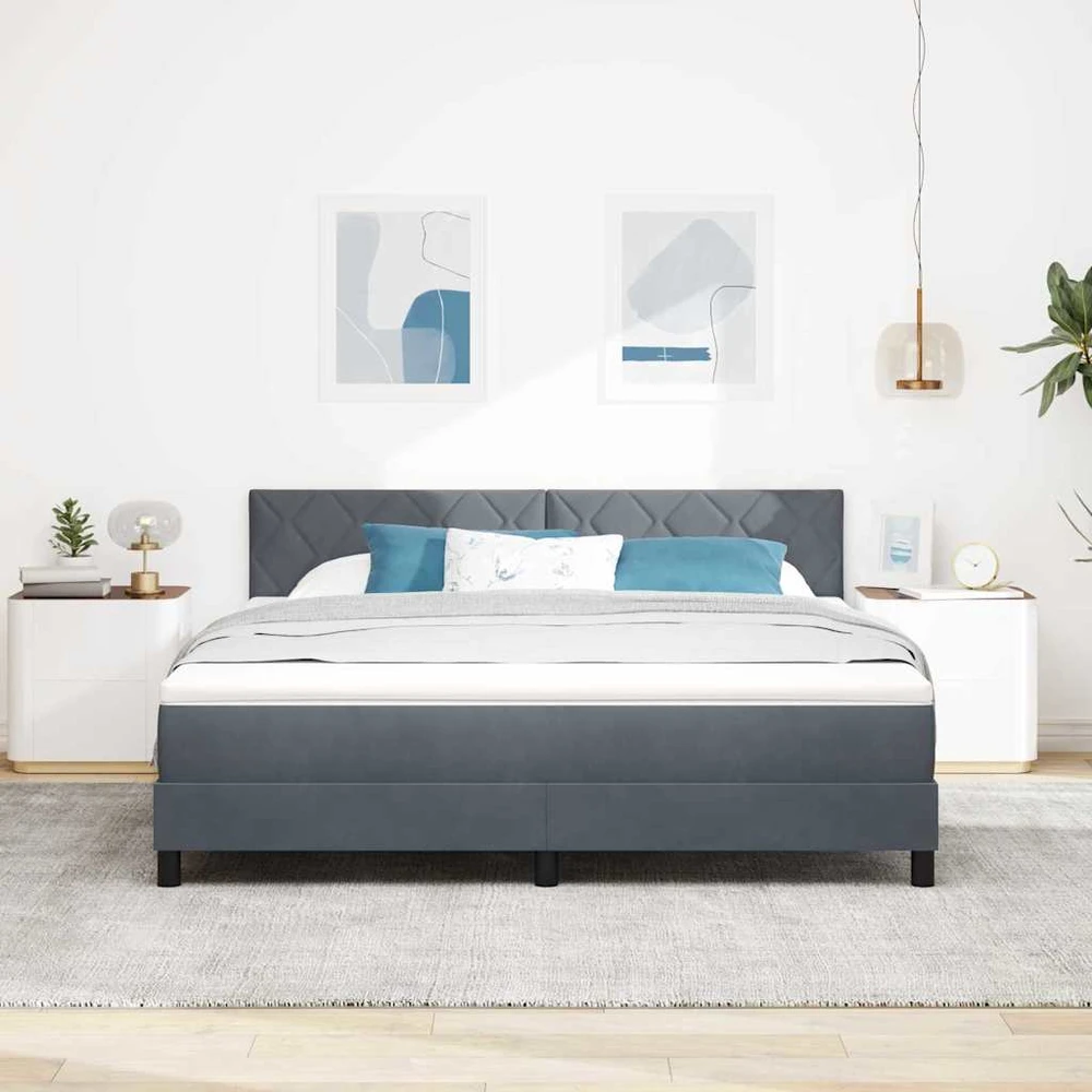 LED Čiužinio Lova Tamsiai pilka 180 x 200 cm Aksomas