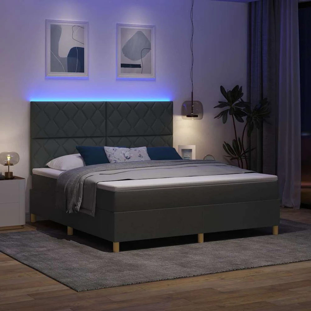 LED Čiužinio Lova Tamsiai pilka 180 x 200 cm audinys