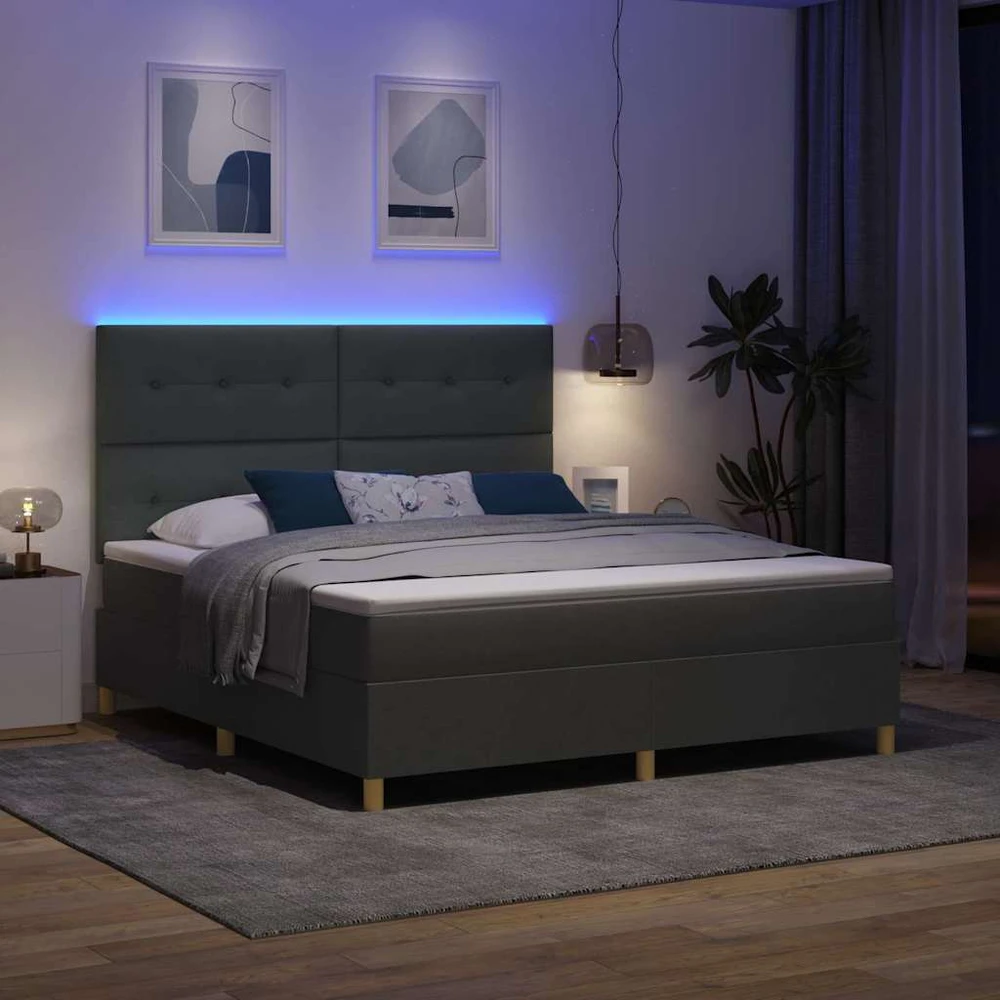 LED Čiužinio Lova Tamsiai pilka 180 x 200 cm audinys