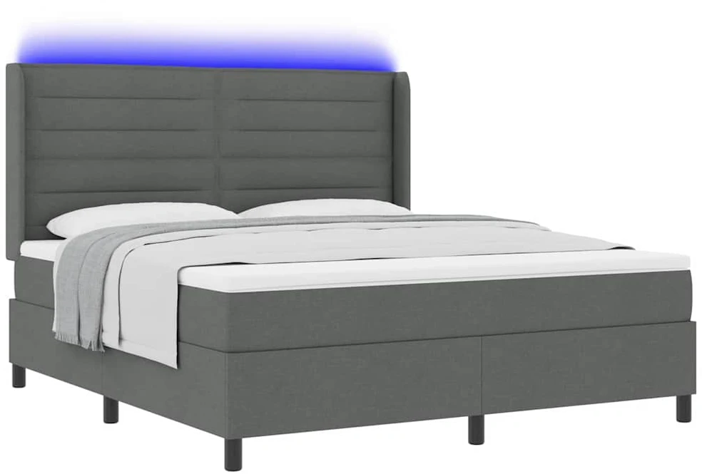 LED Čiužinio Lova Tamsiai pilka 180 x 200 cm audinys