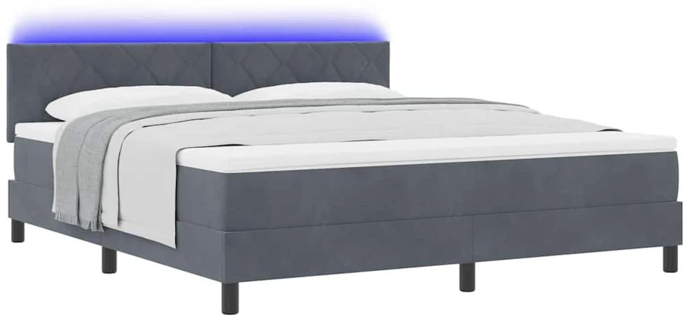 LED Čiužinio Lova Tamsiai pilka 180 x 200 cm Aksomas