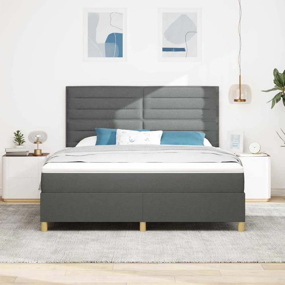 LED Čiužinio Lova Tamsiai pilka 180 x 200 cm audinys