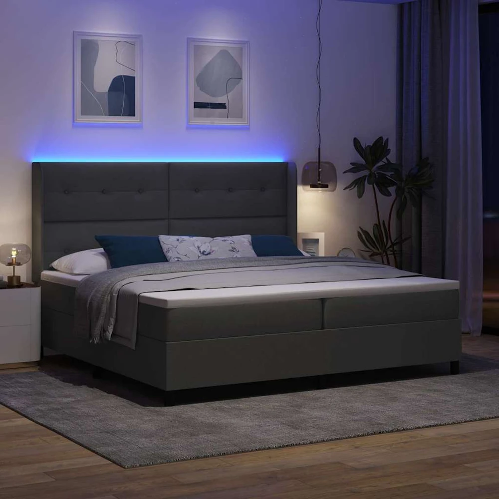 LED Čiužinio Lova Tamsiai pilka 200 x 200 cm audinys
