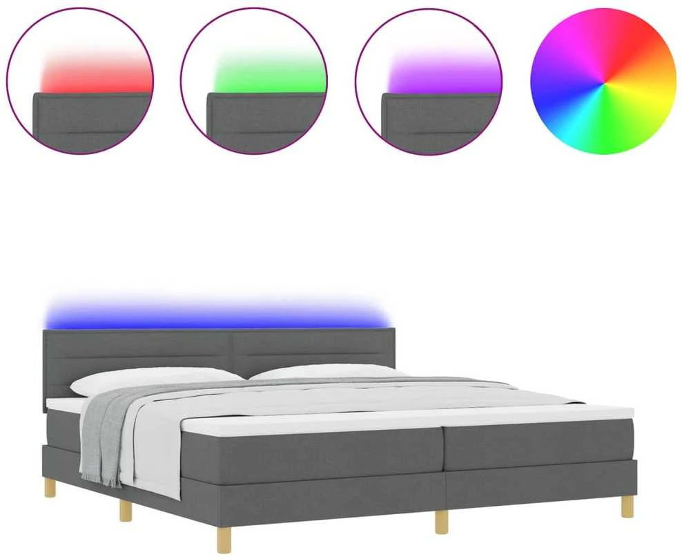 LED Čiužinio Lova Tamsiai pilka 200 x 200 cm audinys