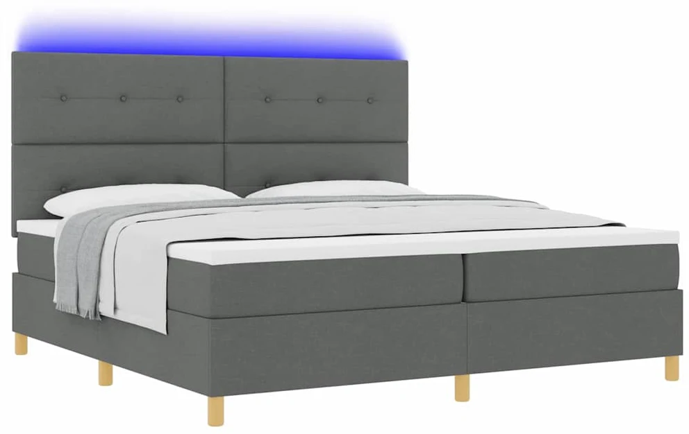 LED Čiužinio Lova Tamsiai pilka 200 x 200 cm audinys