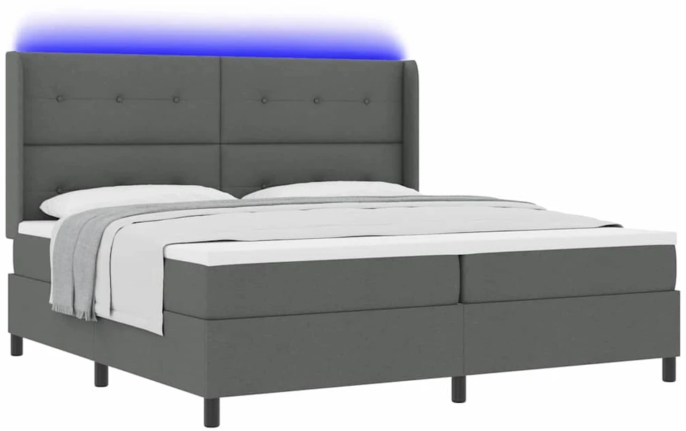 LED Čiužinio Lova Tamsiai pilka 200 x 200 cm audinys