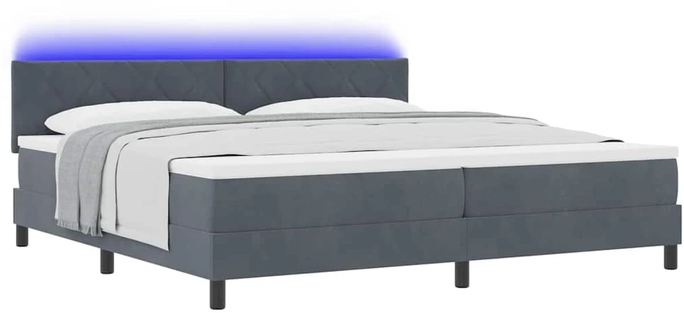 LED Čiužinio Lova Tamsiai pilka 200 x 200 cm Aksomas