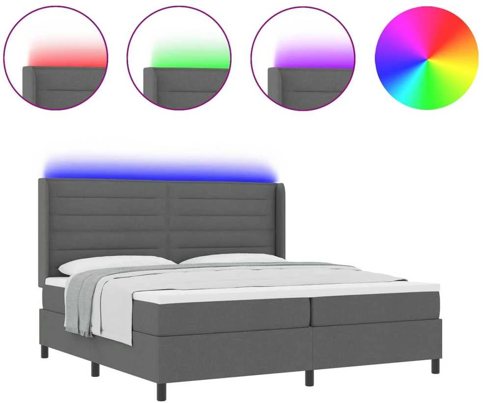 LED Čiužinio Lova Tamsiai pilka 200 x 200 cm audinys