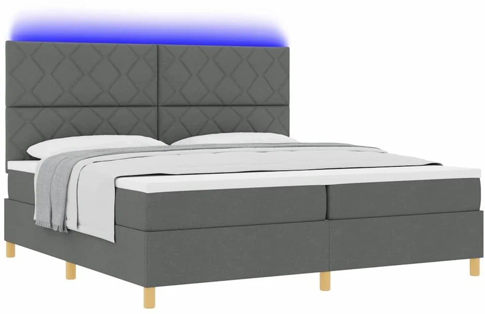 LED Čiužinio Lova Tamsiai pilka 200 x 200 cm audinys