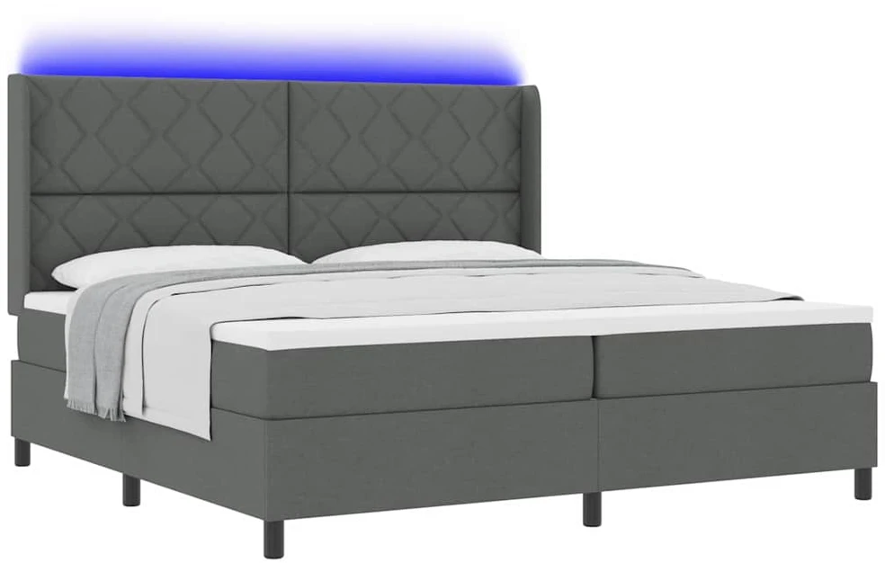 LED Čiužinio Lova Tamsiai pilka 200 x 200 cm audinys