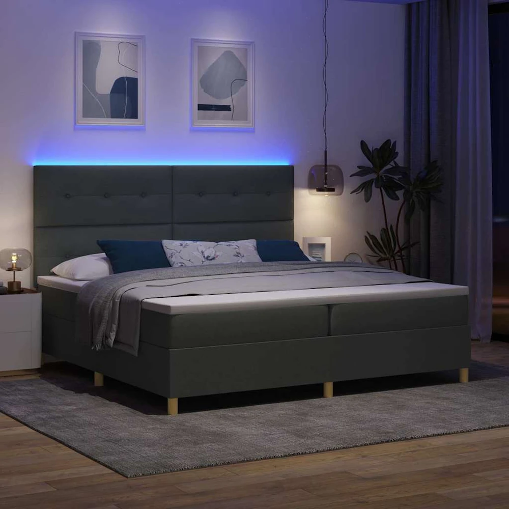 LED Čiužinio Lova Tamsiai pilka 200 x 200 cm audinys