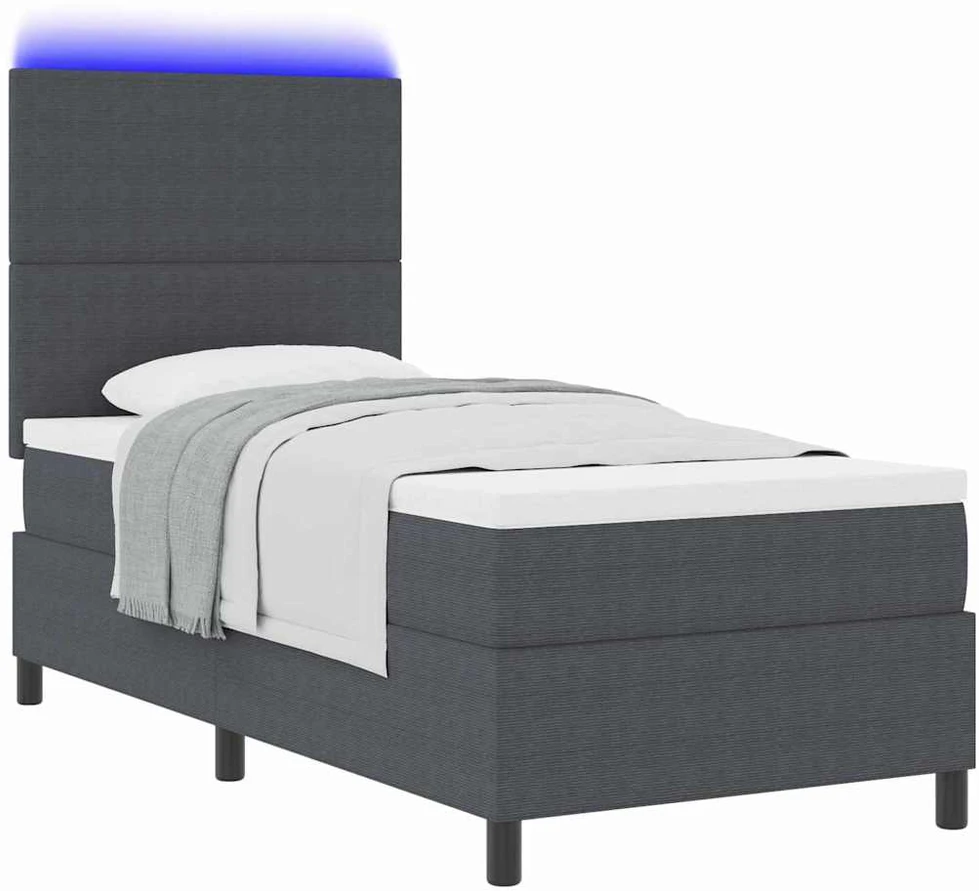LED Čiužinio Lova Tamsiai pilka ir balta 90 x 190 cm