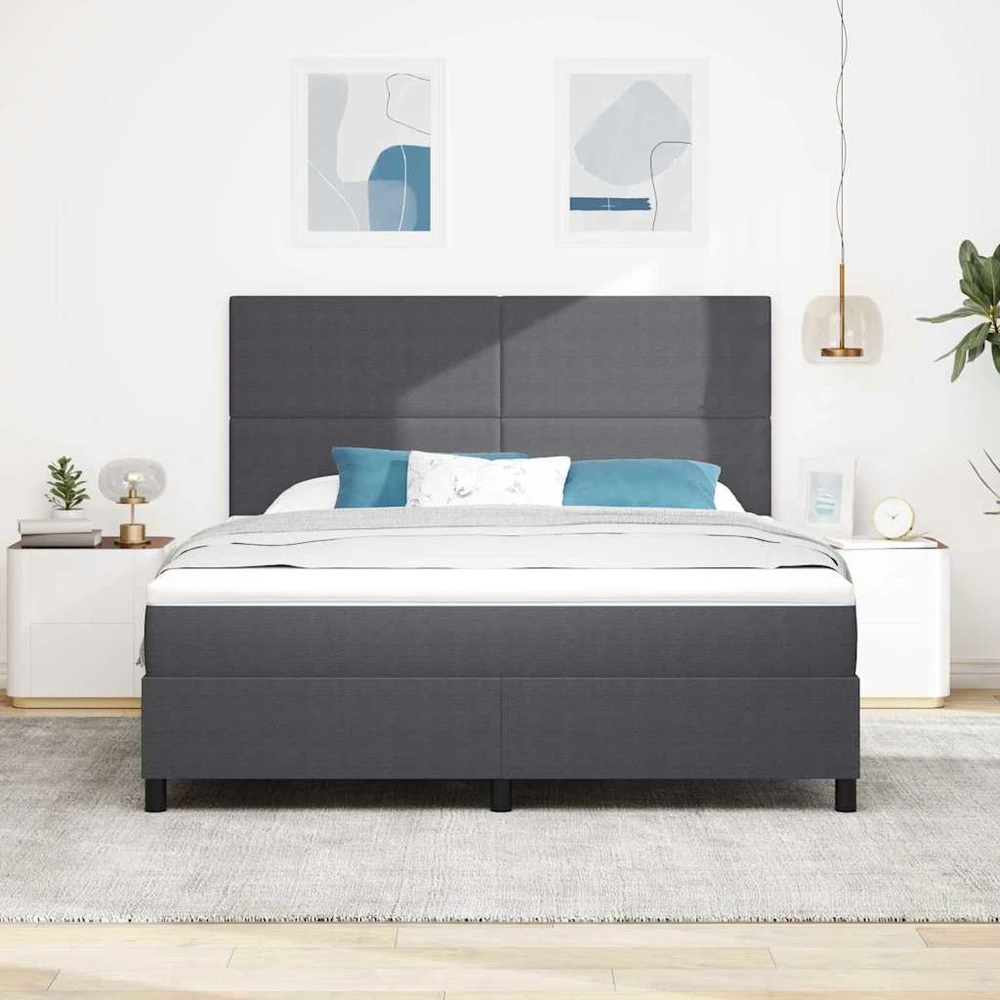 LED Čiužinio Lova Tamsiai pilka ir balta 180 x 200 cm