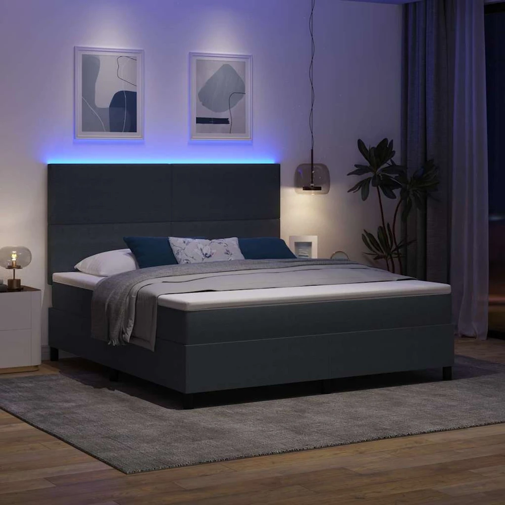 LED Čiužinio Lova Tamsiai pilka ir balta 180 x 200 cm