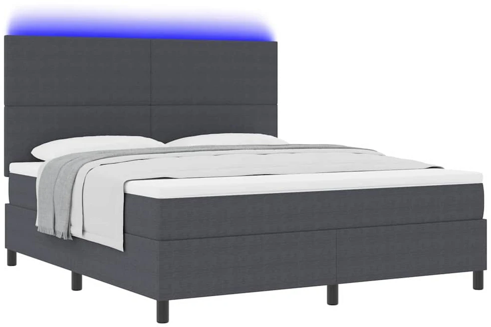 LED Čiužinio Lova Tamsiai pilka ir balta 180 x 200 cm