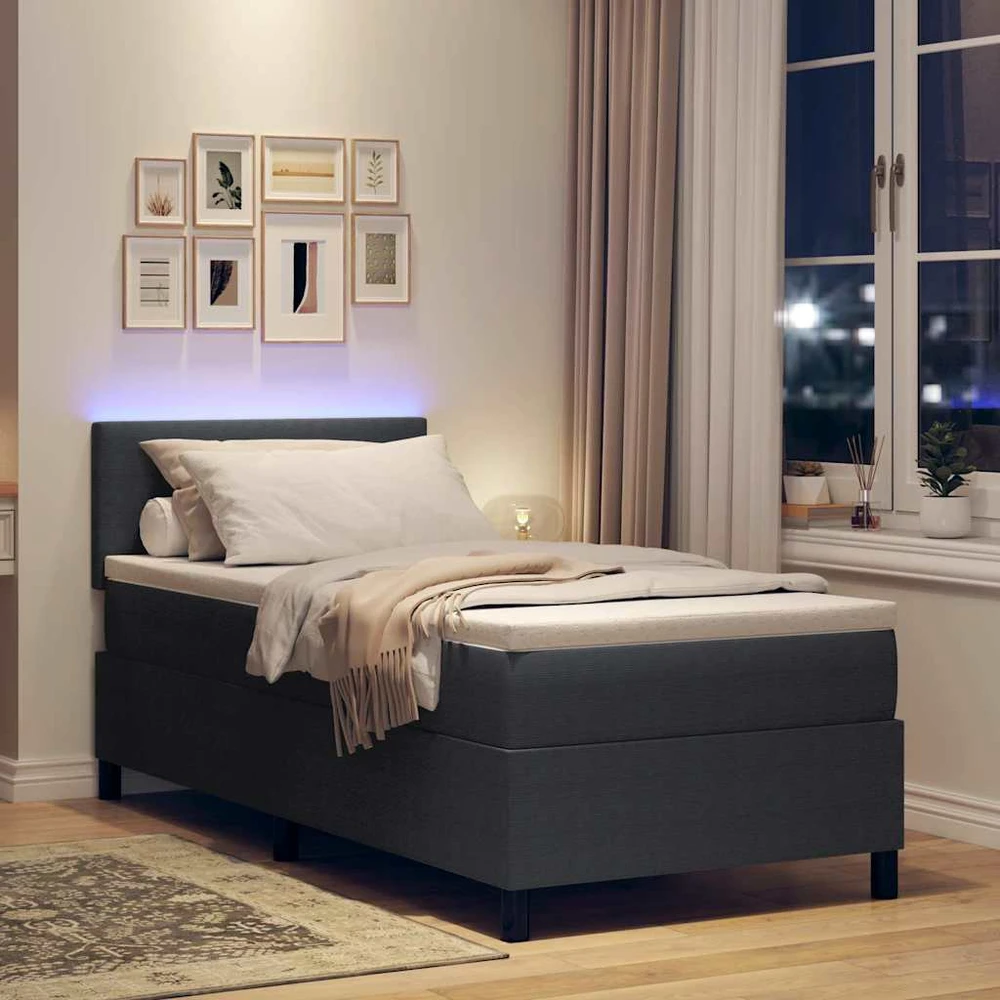 LED Čiužinio Lova Tamsiai pilka ir balta 90 x 190 cm