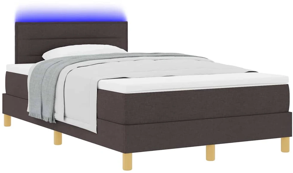 LED Čiužinio Lova Tamsiai rudas 120 x 190 cm audinys