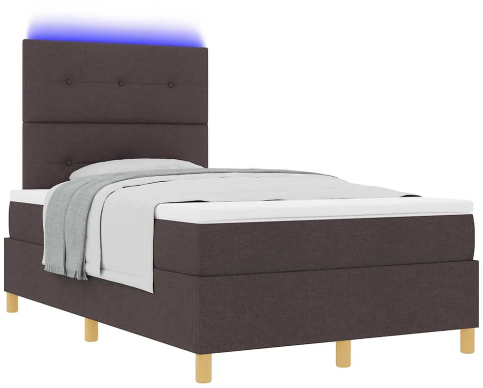 LED Čiužinio Lova Tamsiai rudas 120 x 190 cm audinys
