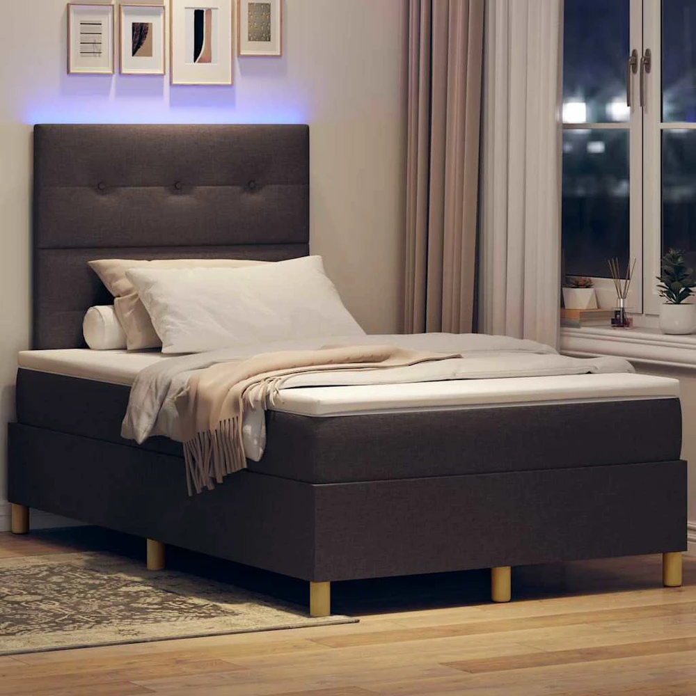 LED Čiužinio Lova Tamsiai rudas 120 x 190 cm audinys