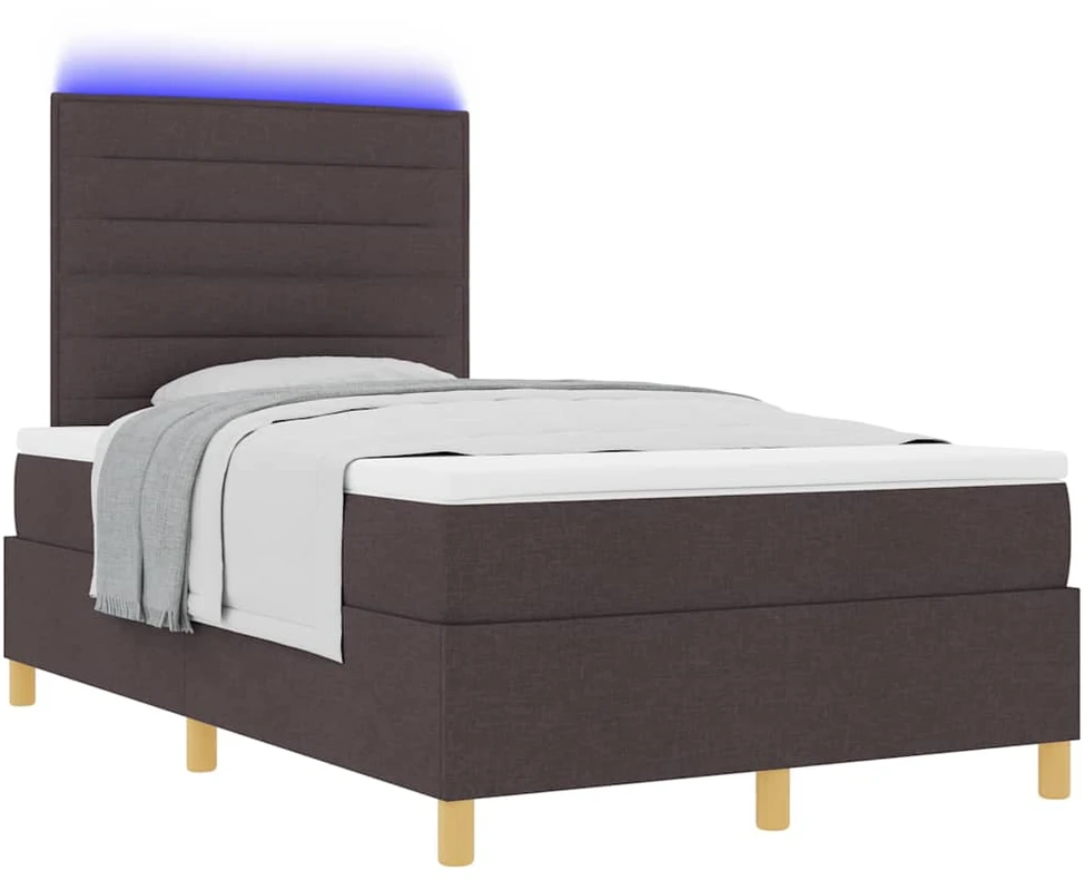 LED Čiužinio Lova Tamsiai rudas 120 x 190 cm audinys