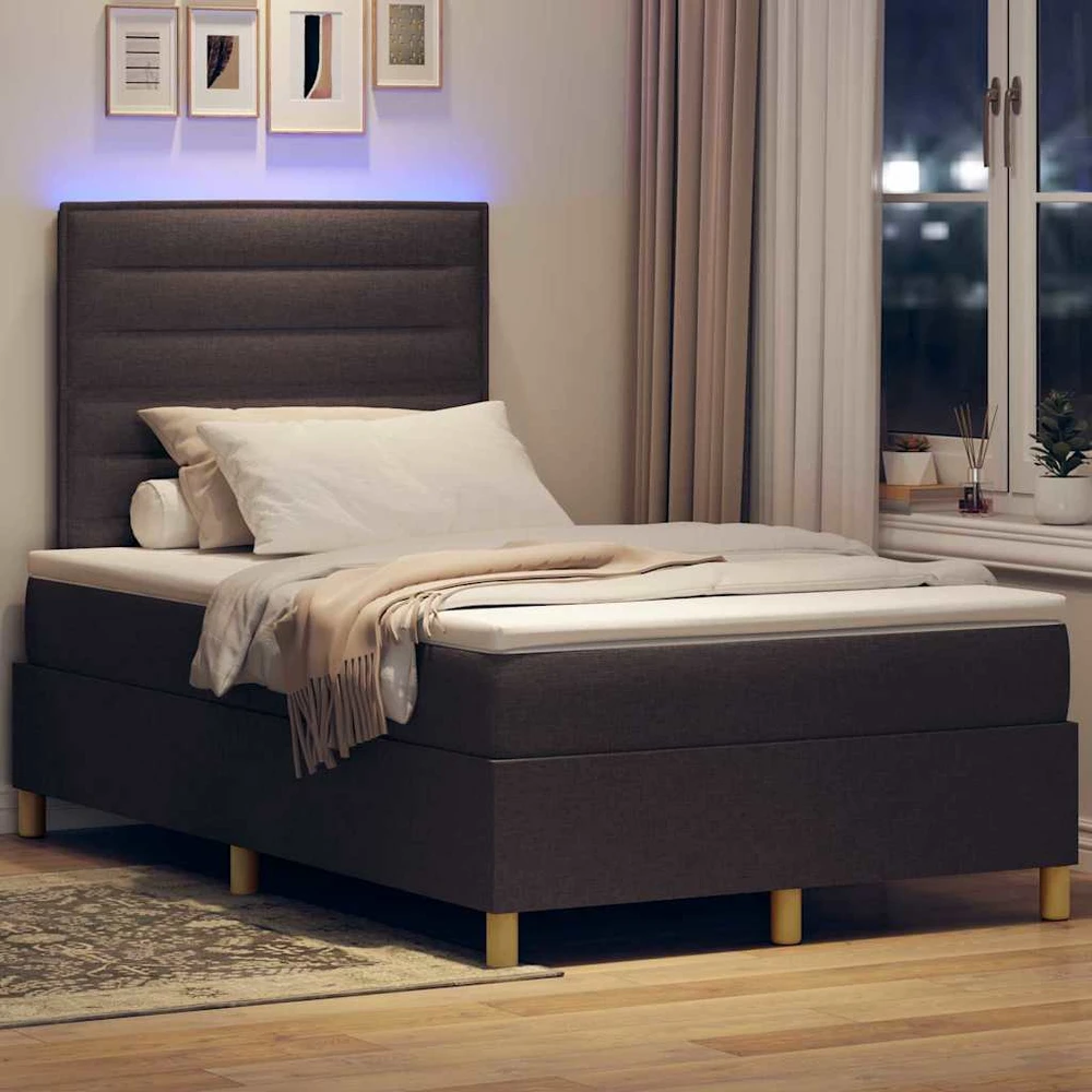 LED Čiužinio Lova Tamsiai rudas 120 x 190 cm audinys
