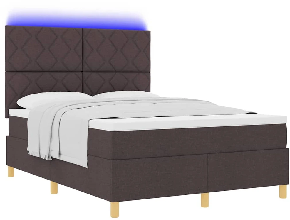 LED Čiužinio Lova Tamsiai rudas 140 x 190 cm audinys