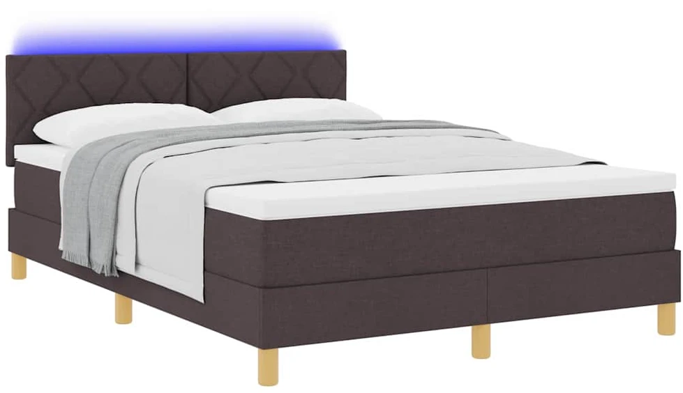 LED Čiužinio Lova Tamsiai rudas 140 x 200 cm audinys