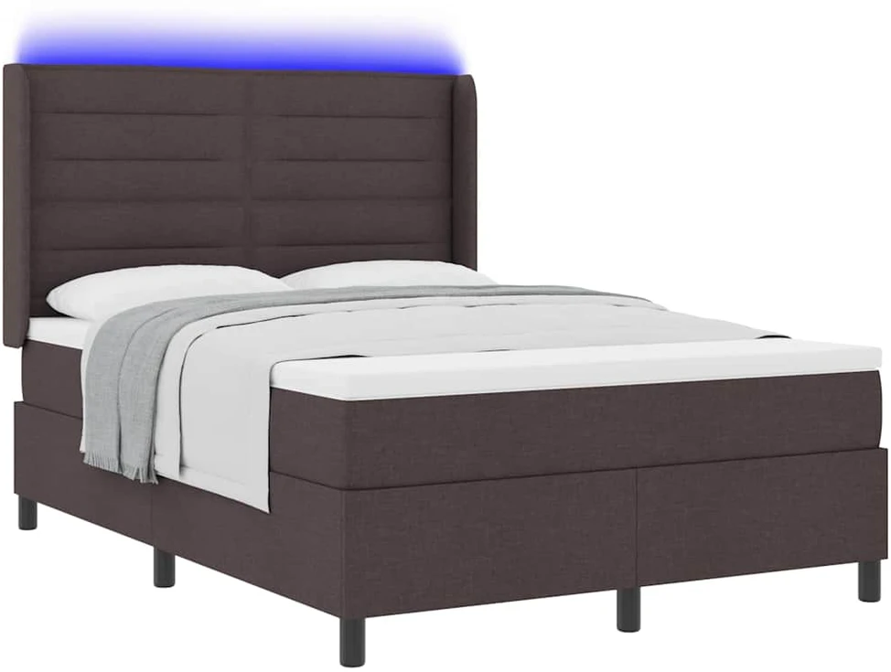 LED Čiužinio Lova Tamsiai rudas 160 x 200 cm audinys