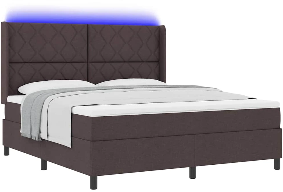 LED Čiužinio Lova Tamsiai rudas 180 x 200 cm audinys