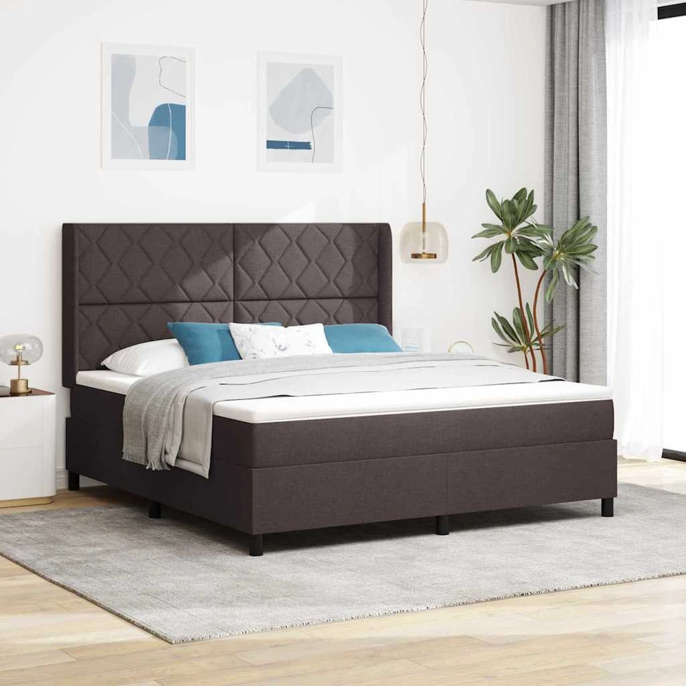 LED Čiužinio Lova Tamsiai rudas 180 x 200 cm audinys