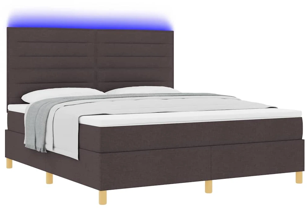 LED Čiužinio Lova Tamsiai rudas 180 x 200 cm audinys