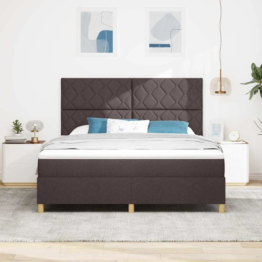 LED Čiužinio Lova Tamsiai rudas 180 x 200 cm audinys