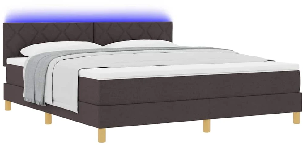 LED Čiužinio Lova Tamsiai rudas 180 x 200 cm audinys