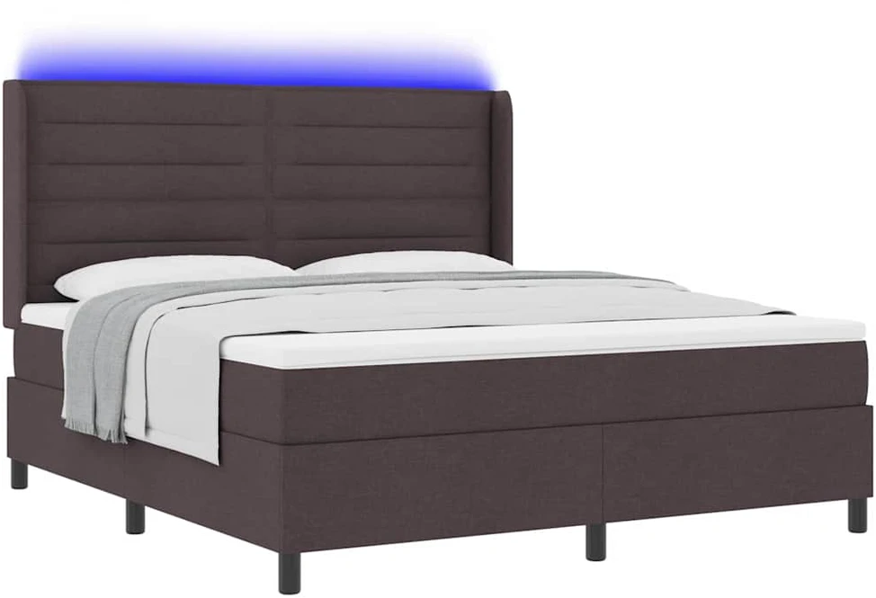 LED Čiužinio Lova Tamsiai rudas 180 x 200 cm audinys