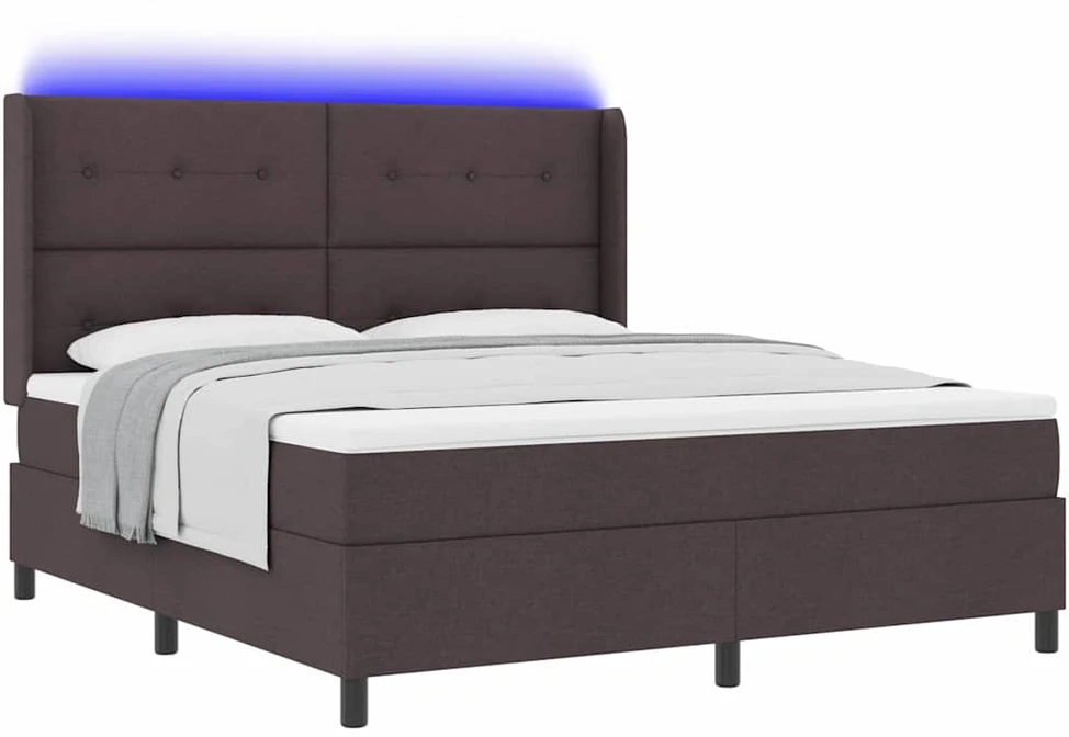LED Čiužinio Lova Tamsiai rudas 180 x 200 cm audinys