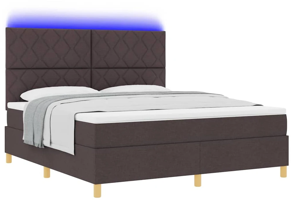 LED Čiužinio Lova Tamsiai rudas 180 x 200 cm audinys