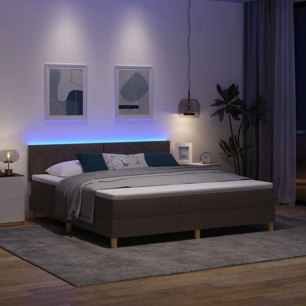 LED Čiužinio Lova Tamsiai rudas 180 x 200 cm audinys