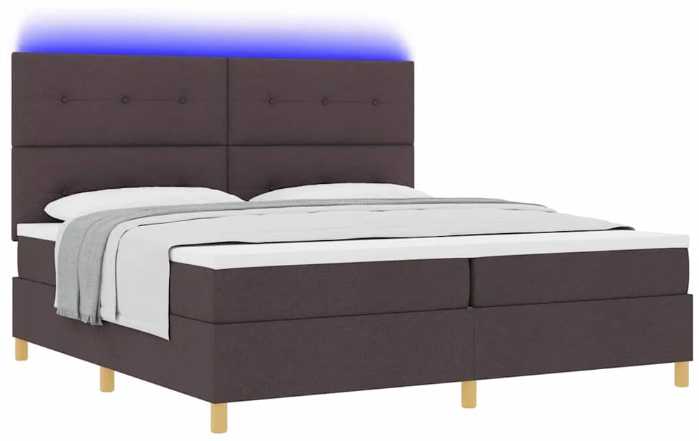 LED Čiužinio Lova Tamsiai rudas 200 x 200 cm audinys