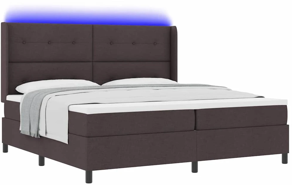 LED Čiužinio Lova Tamsiai rudas 200 x 200 cm audinys