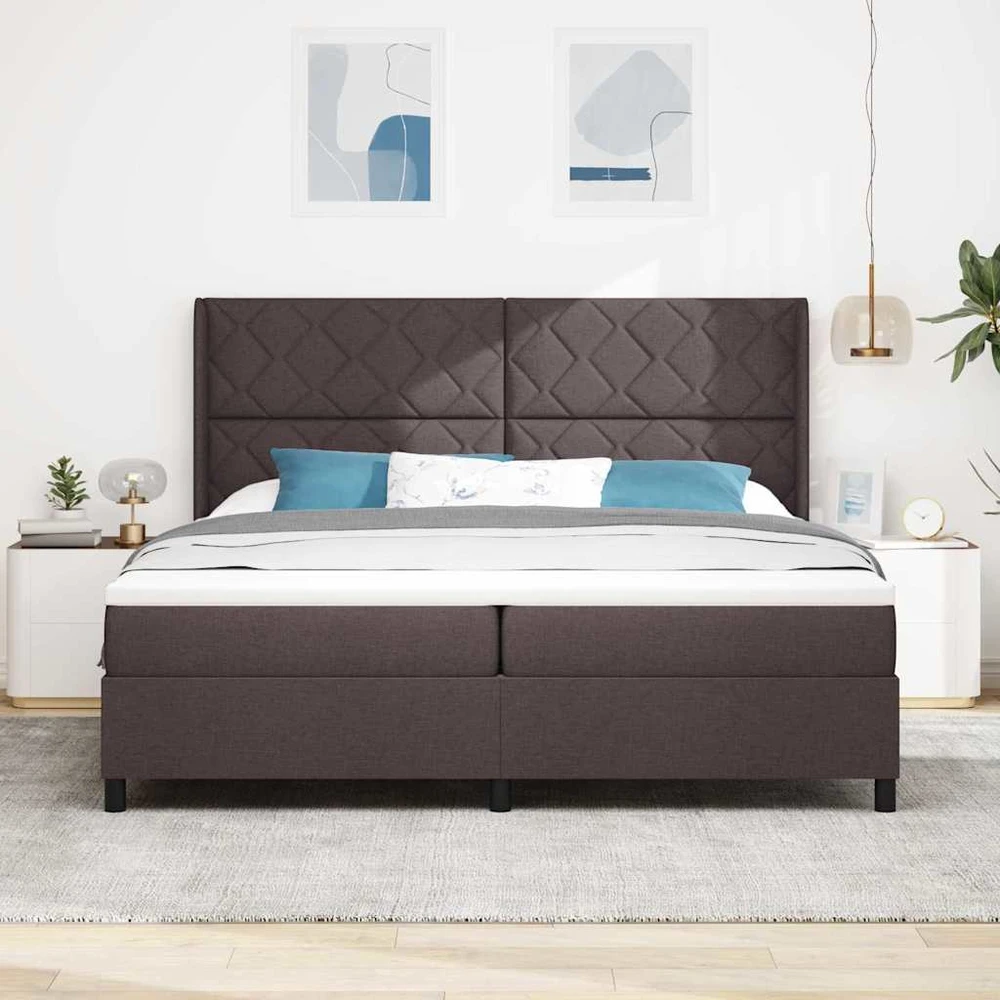 LED Čiužinio Lova Tamsiai rudas 200 x 200 cm audinys
