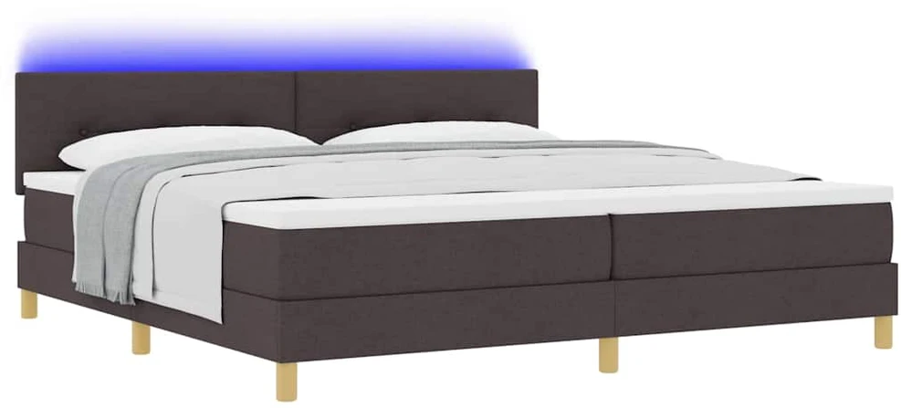 LED Čiužinio Lova Tamsiai rudas 200 x 200 cm audinys