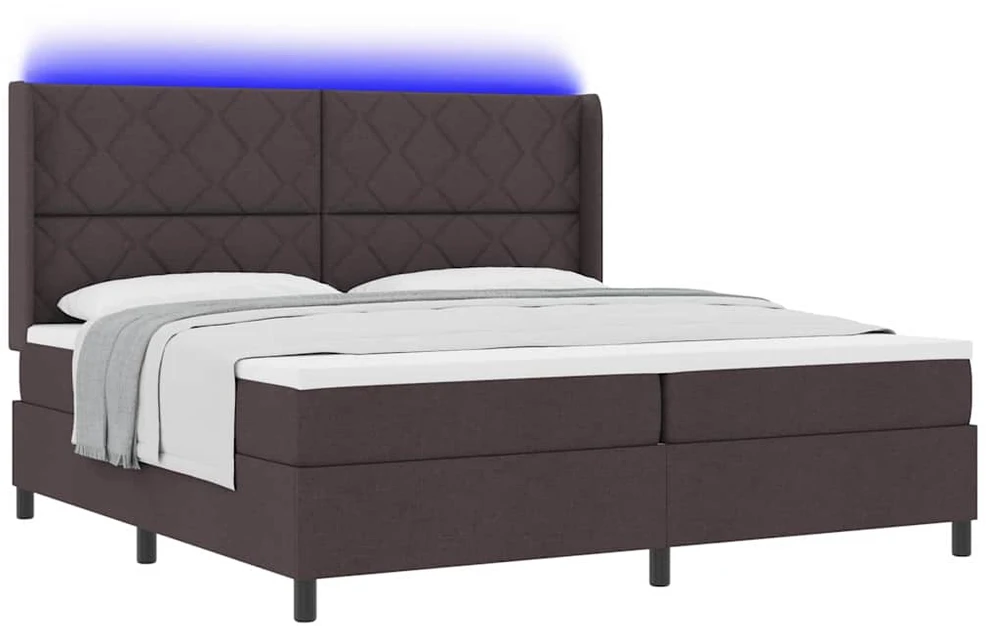 LED Čiužinio Lova Tamsiai rudas 200 x 200 cm audinys