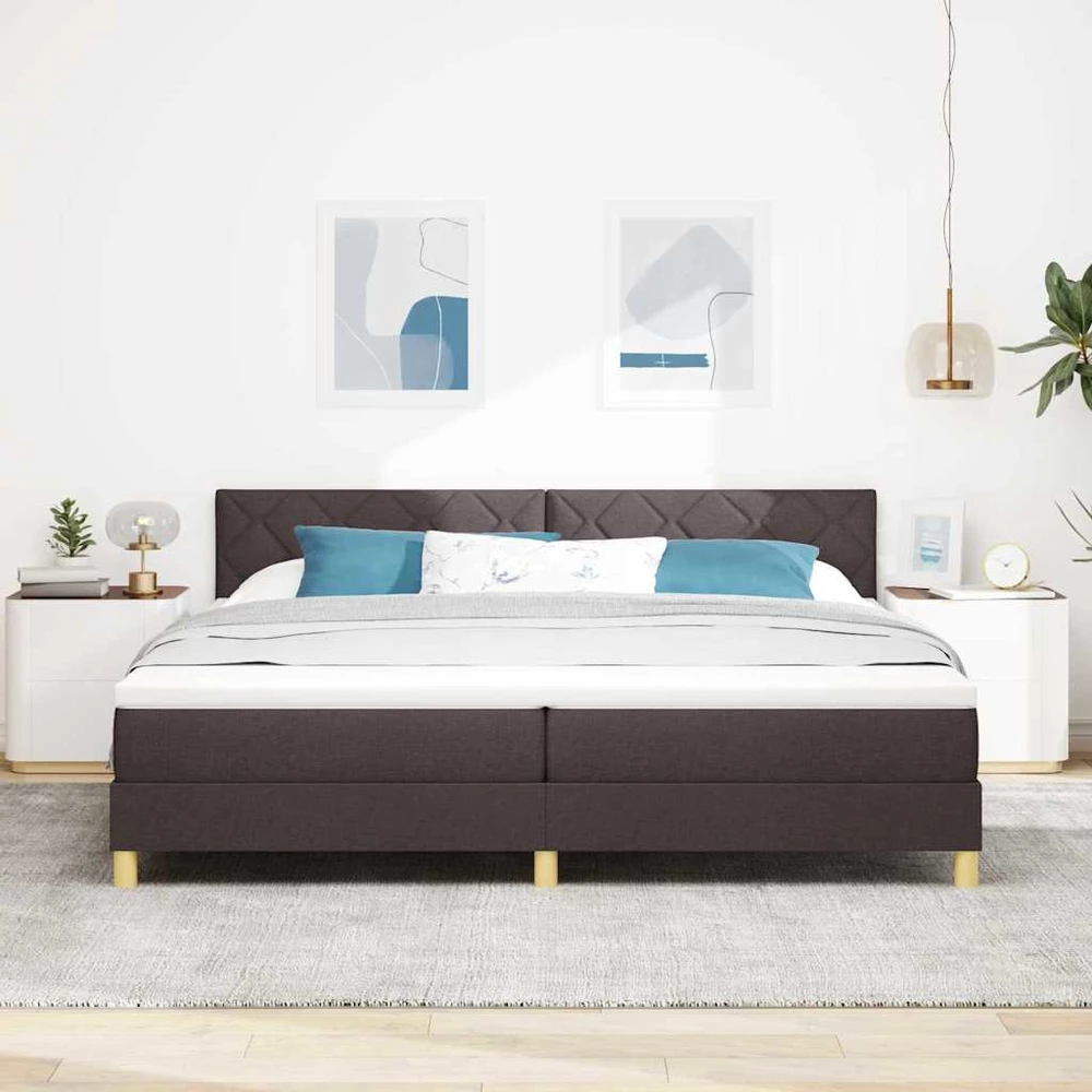 LED Čiužinio Lova Tamsiai rudas 200 x 200 cm audinys
