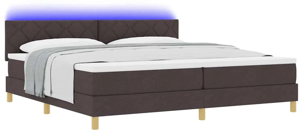 LED Čiužinio Lova Tamsiai rudas 200 x 200 cm audinys