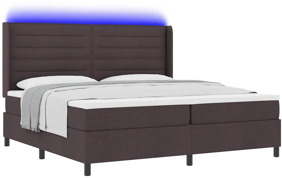LED Čiužinio Lova Tamsiai rudas 200 x 200 cm audinys