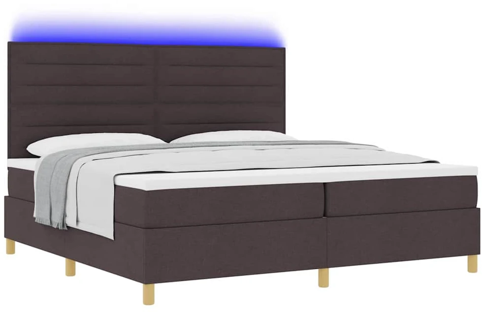 LED Čiužinio Lova Tamsiai rudas 200 x 200 cm audinys