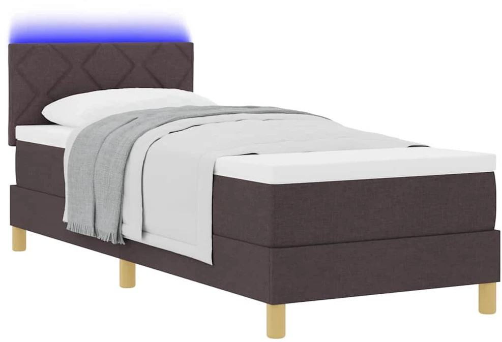 LED Čiužinio Lova Tamsiai rudas 80 x 200 cm audinys